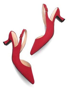 Pennysue Red Suede Slingback Heels Size 7.5 - 2015
